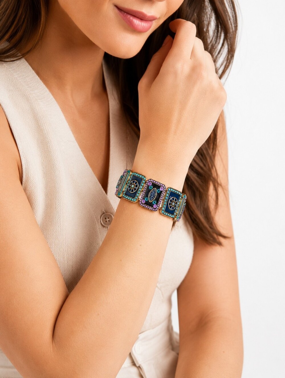 Vintage‎ Enamel Stretch Bracelet NEW